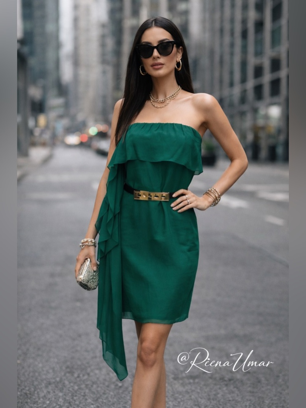 BCBGMaxAzria Strapless Emerald Silk Sheath Dress – Size 0